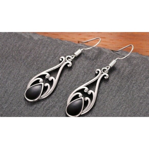 Silver Drop Earrings - Picture 2 of 3